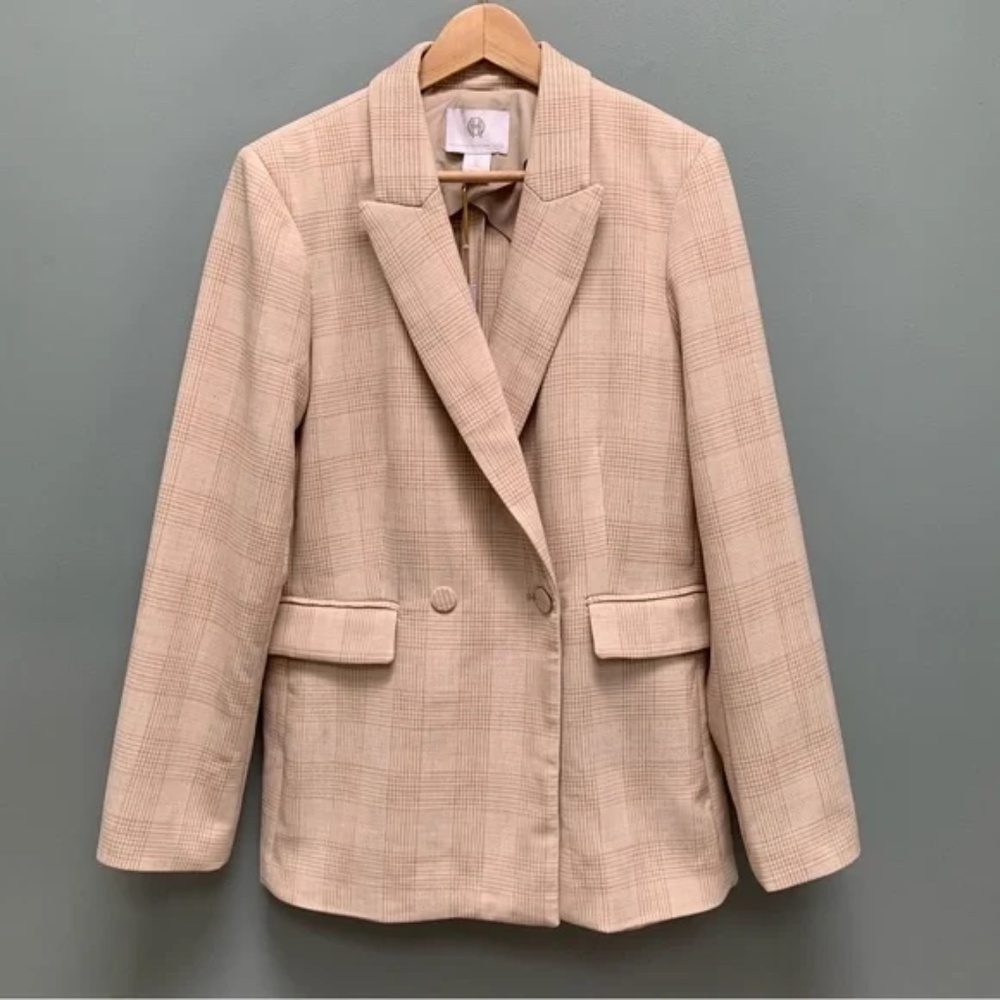 Women's House of Harlow beige oversized double breasted blazer size Medium